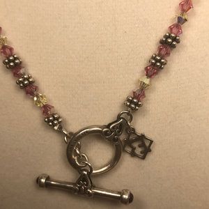 Adjustable silver toggle necklace